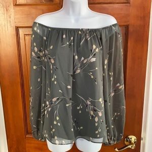 WHBM Green Floral Blouse Size S
